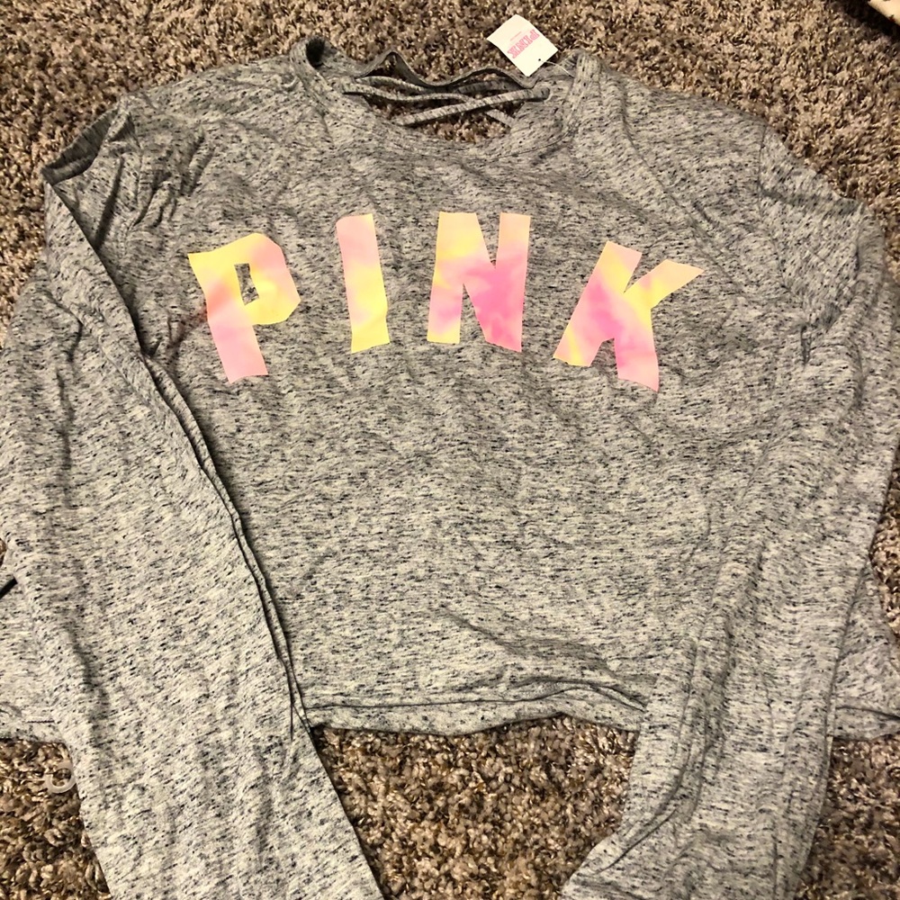 NWT Long sleeve PINK Crop Tee